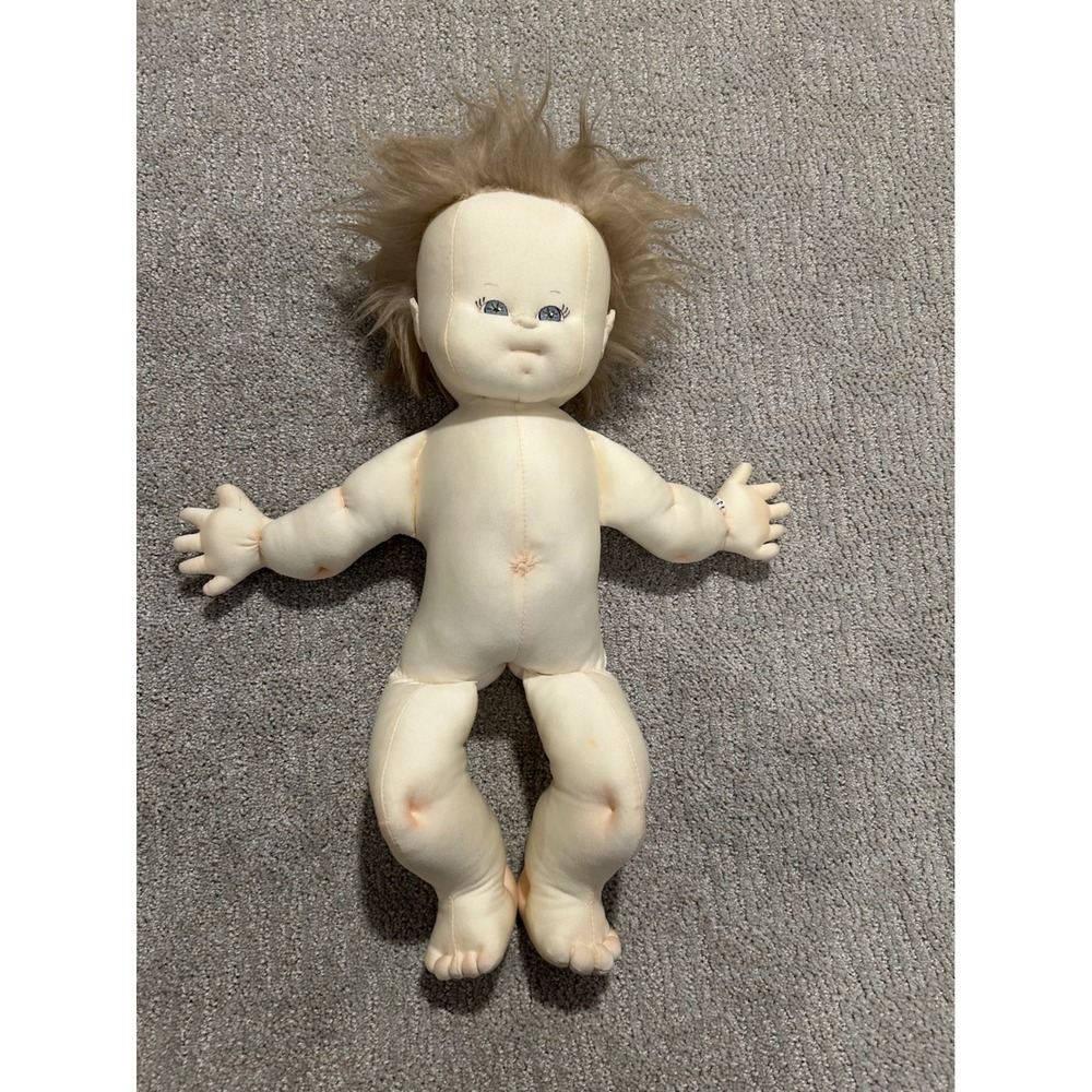 Vintage Baby Doll Soft Body hand painted Blue‎ Eyes Blonde Hair Nightgown